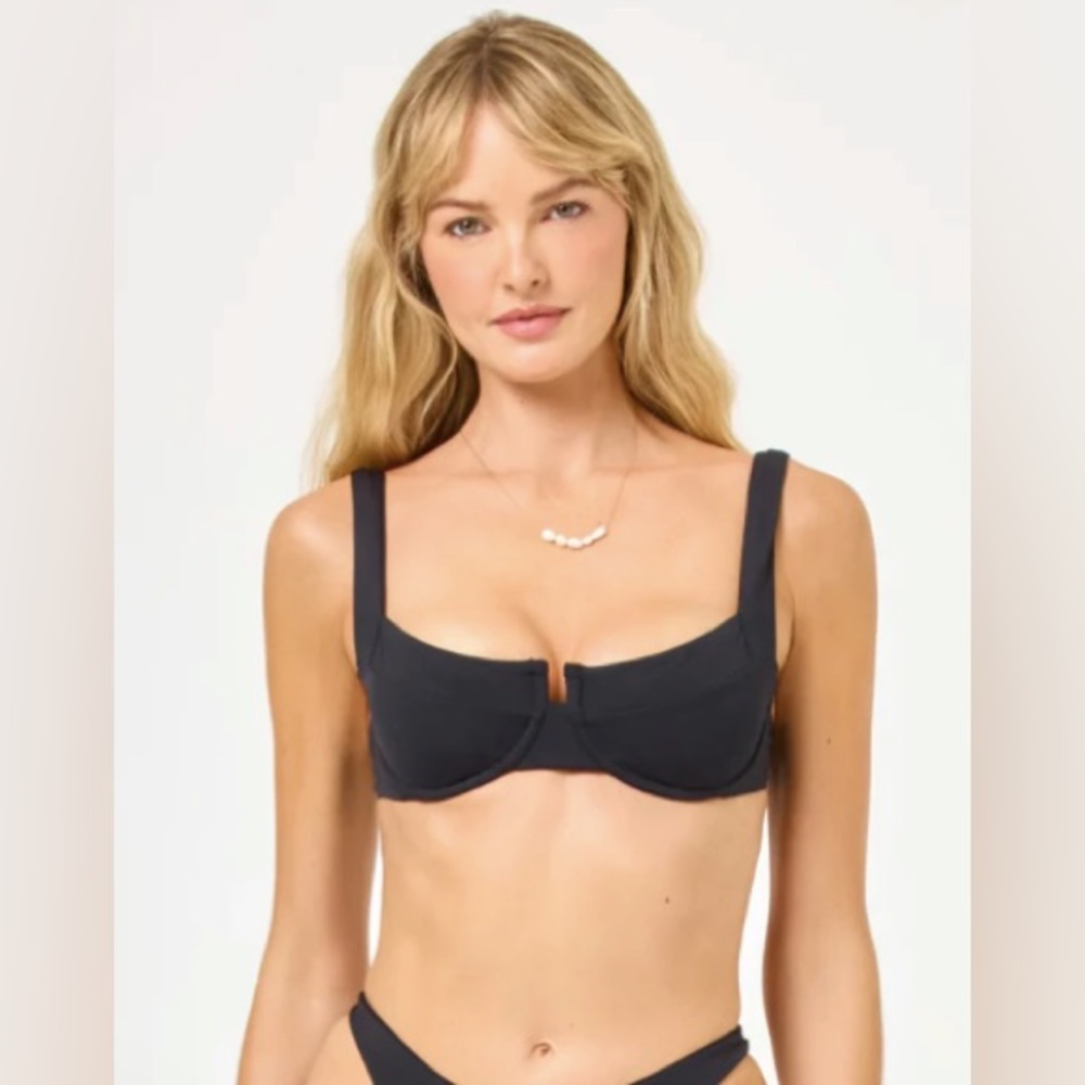 L*Space – Coast to Coast Underwire Bikini Top in Black – XS